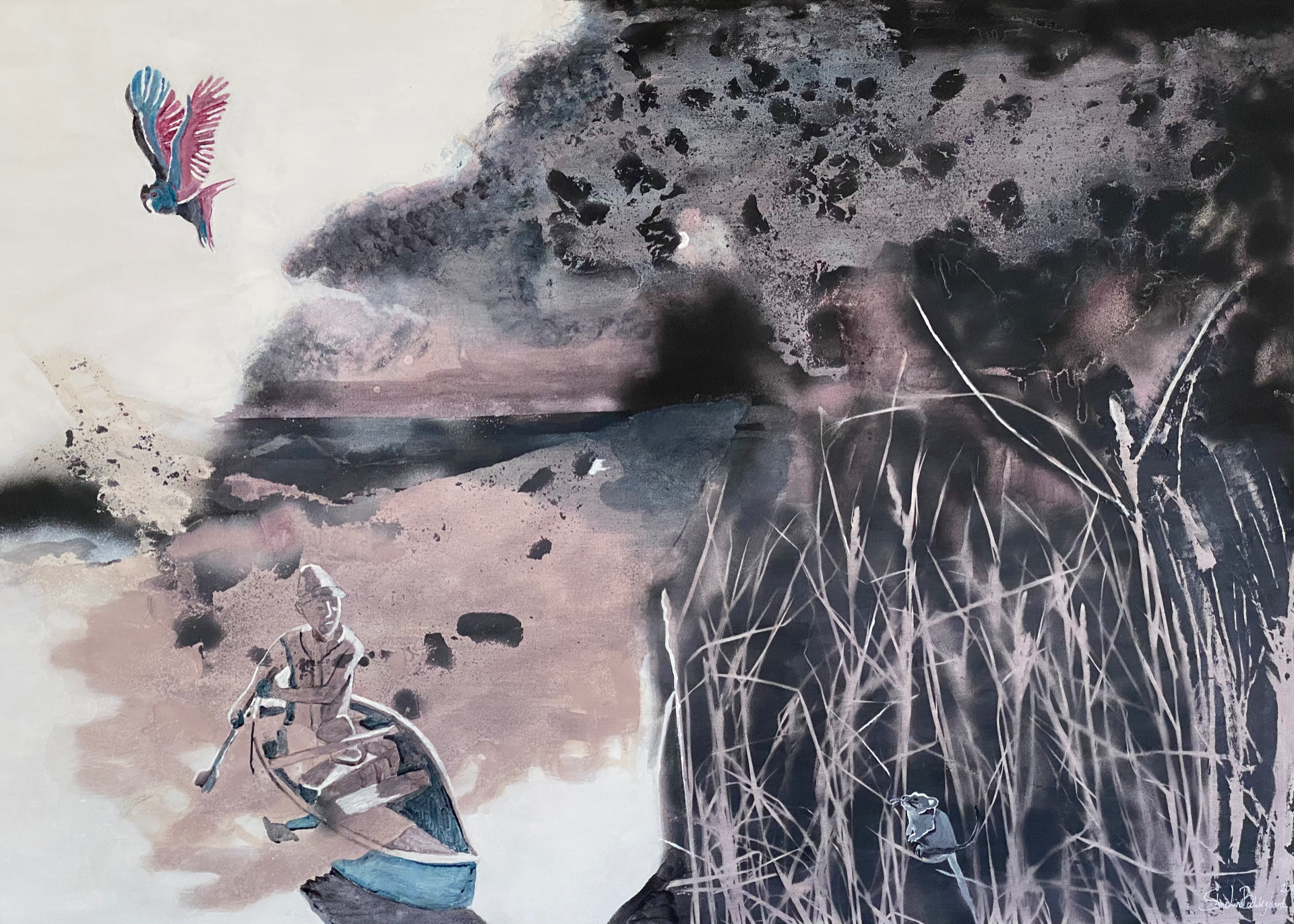 "Måneskin" Akryl på lærred 100 x 140 cm