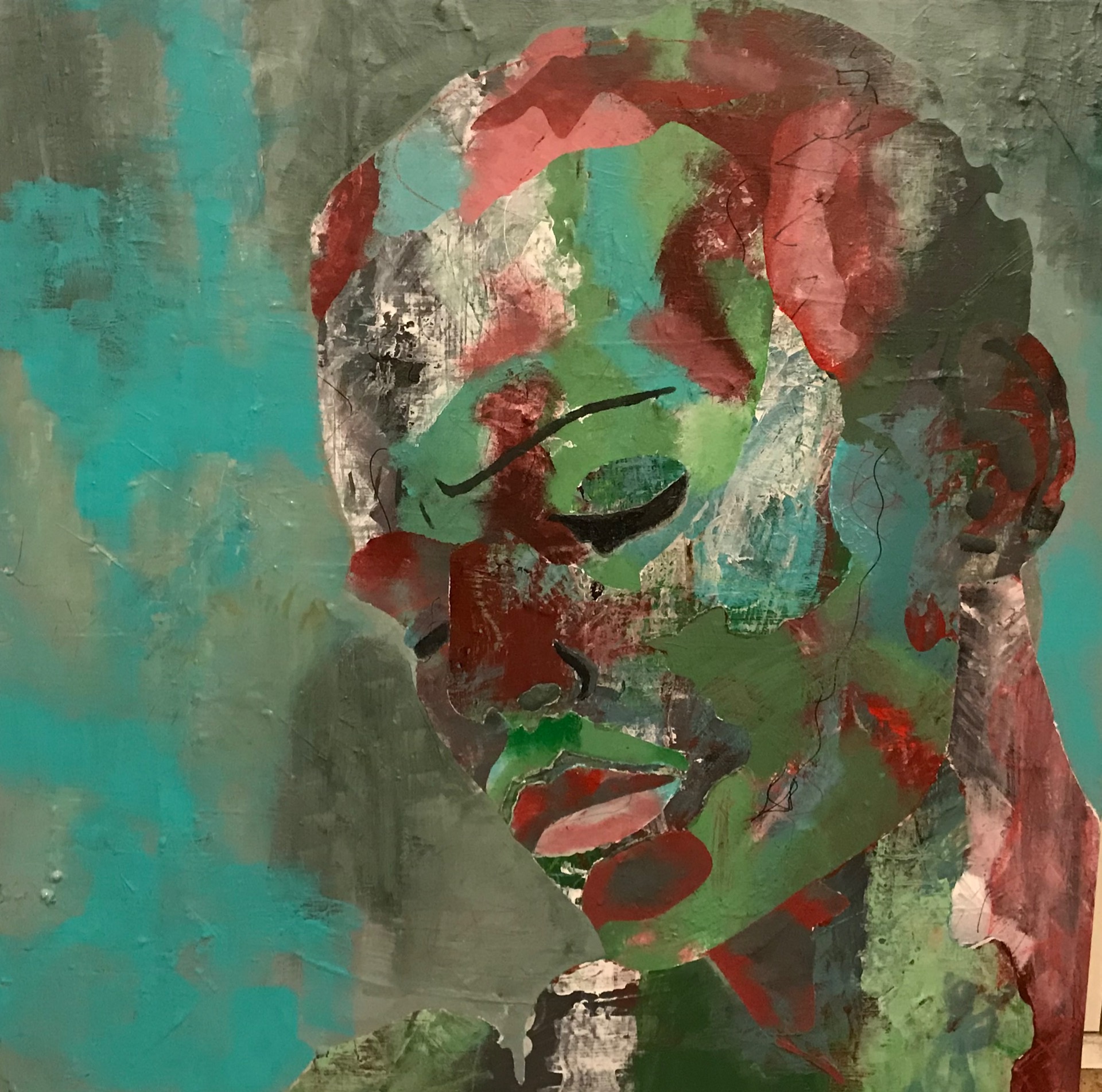 "Tænkeren" Akryl på lærred (privateje) 80 x 80 cm