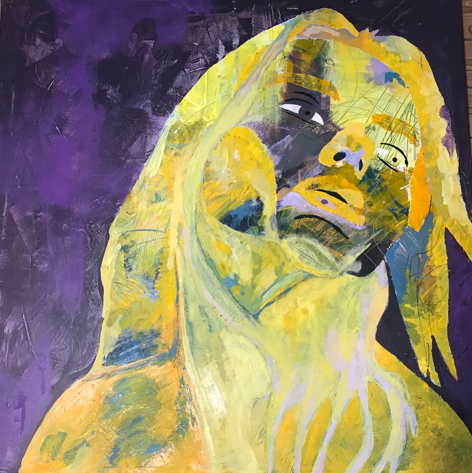 "Jalousi" Akryl på lærred 80 x 80 cm