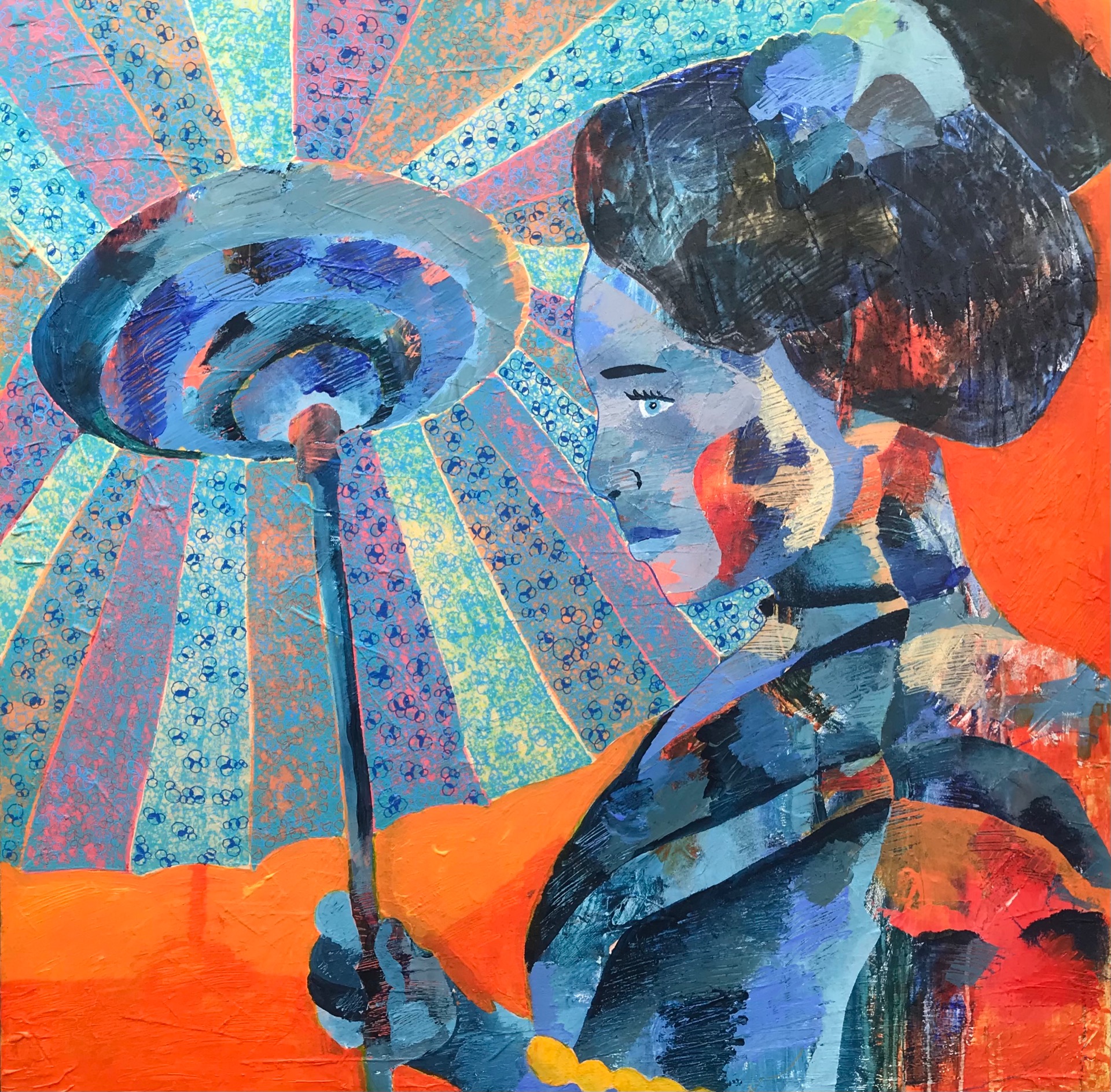 "Samtale" Akryl på lærred 80 x 80 cm