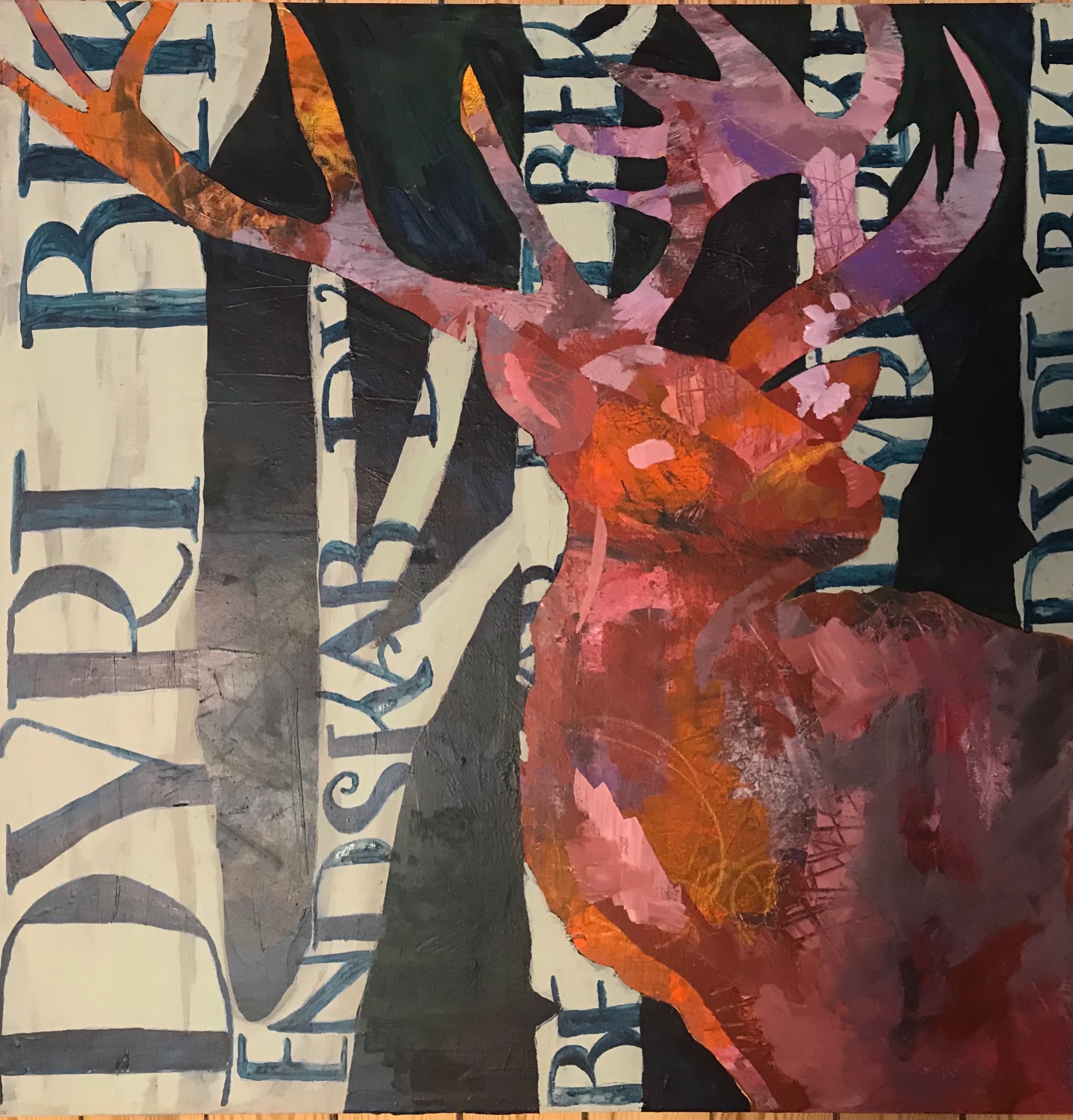 "Dyrt bekendskab" Akryl på lærred 80 x 80 cm