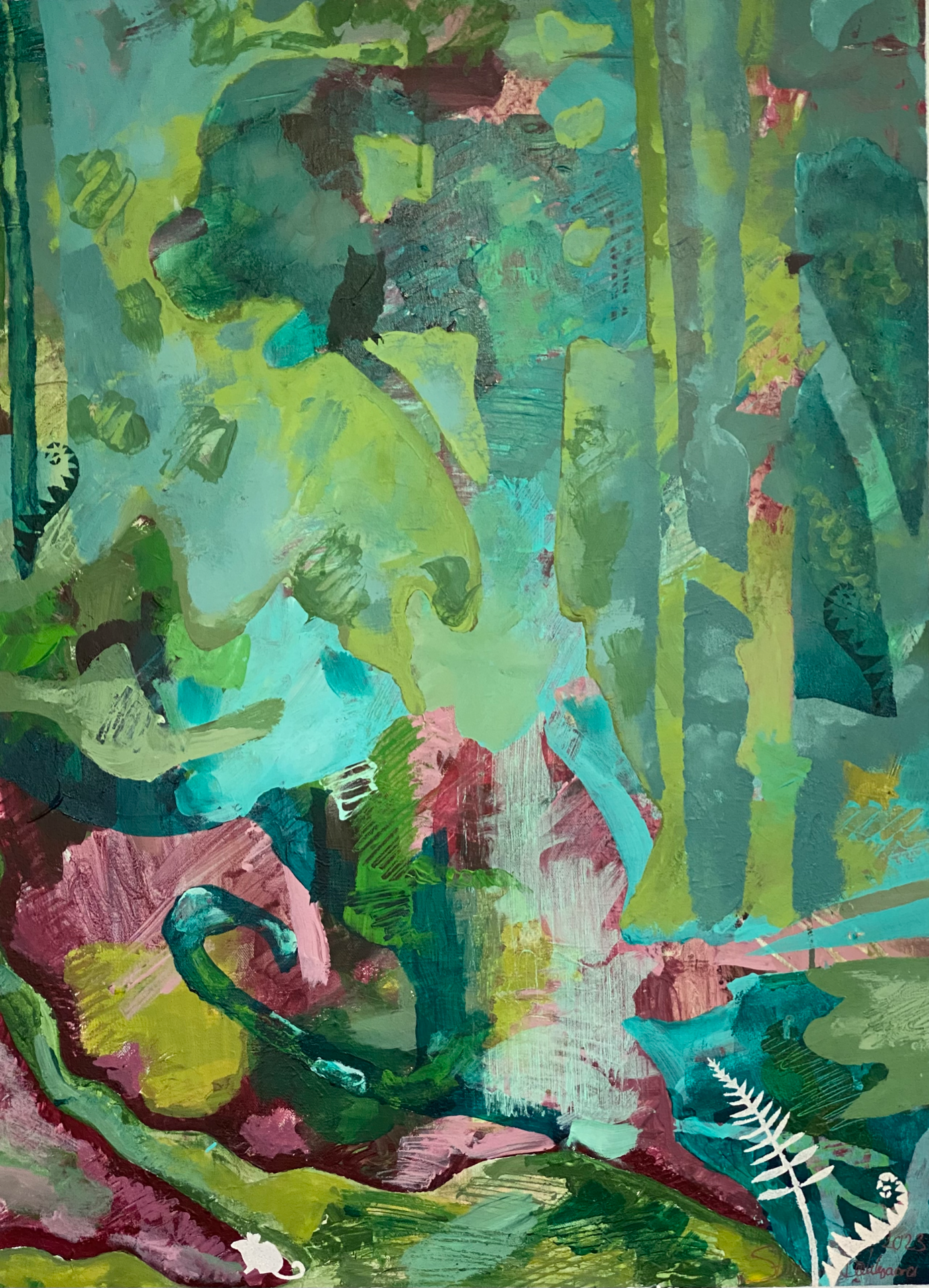 "Urskov" Akryl på lærred 60 x 80 cm