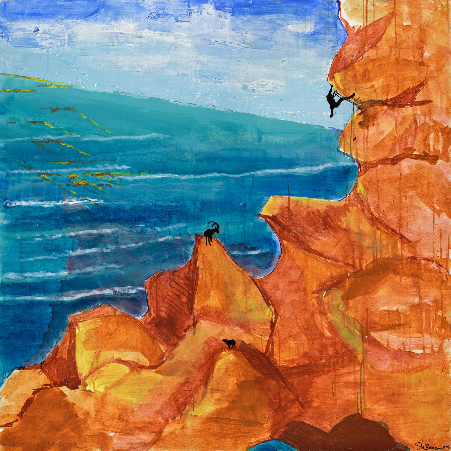 "Klatring" Akryl på krydsfiner 140 x 140 cm
